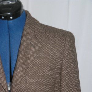 Giorgio Armani Black Label Cashmere Brown Birdseye Three Button Blazer Size 6